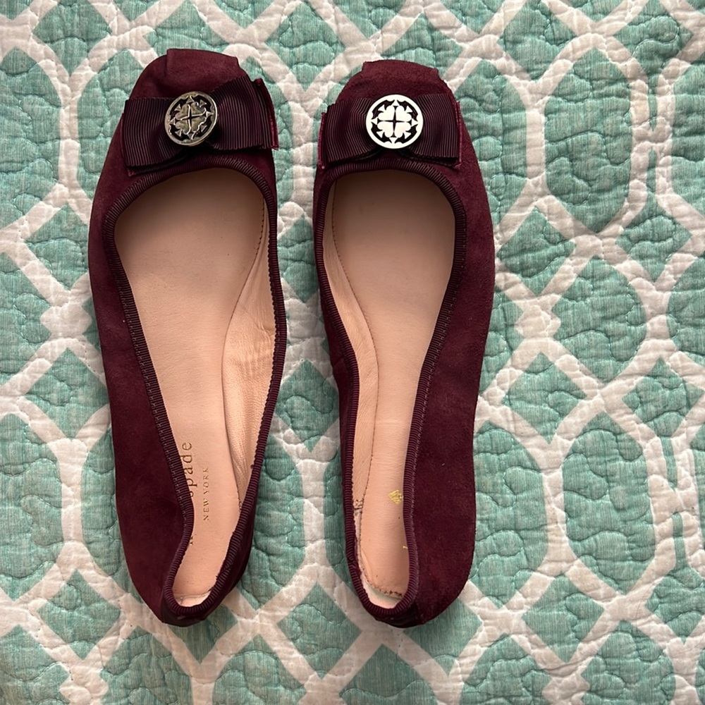 Kate spade Fontana Too burgundy suede ballet flats